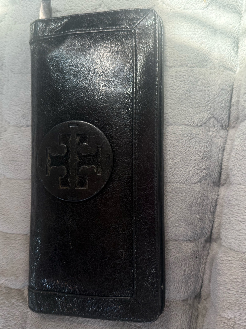 Tory Burch Black Leather Logo Continental Wallet